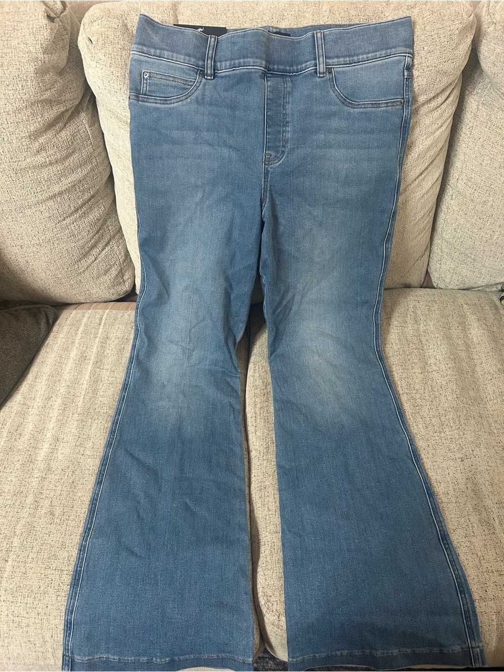 SPANX Women's Mid Blue Flare Jeans